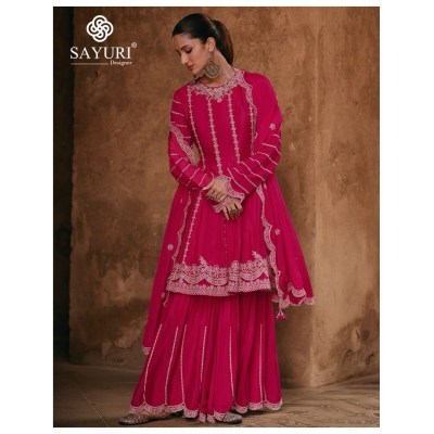 Sayuri designer by Sharmili present real chinon embroidered fancy readymade suit catalogue at affordable rate readymade suit catalogs