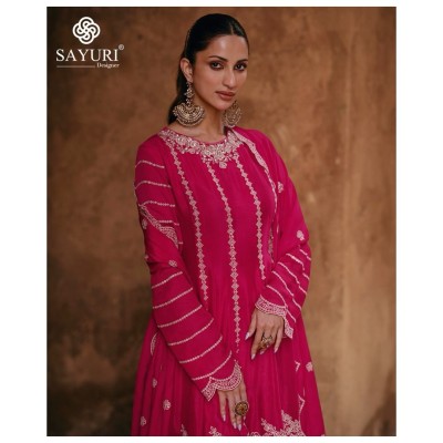 Sayuri designer by Sharmili present real chinon embroidered fancy readymade suit catalogue at affordable rate readymade suit catalogs