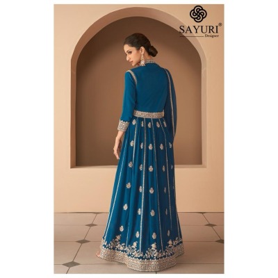 Sayuri designer by begum real georgette silk with embroidery neck designe gown catalog at wholesale price gown catalogs