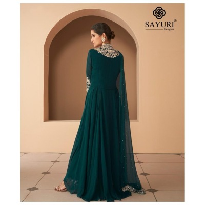 Sayuri designer by begum real georgette silk with embroidery neck designe gown catalog at wholesale price gown catalogs