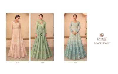 Sayuri designer by mariyah real georgette designer long gown with dupatta catalog at wholesale price gown catalogs