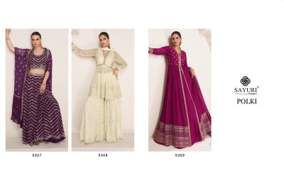 Sayuri designer by polki fancy georgette front and back  readymade suit catalogs