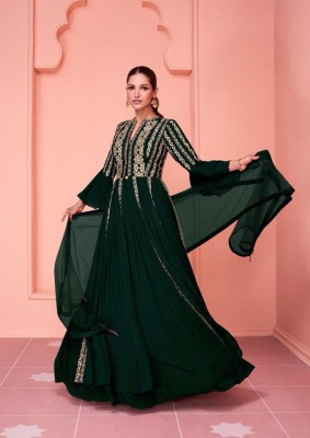 Sayuri designer present Kiaraa gold real georgette sequence work gown catalogue at wholesale price  gown catalogs