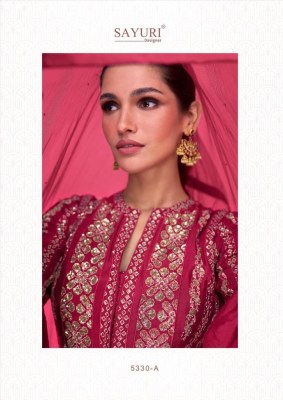 Sayuri designer present Kiaraa gold real georgette sequence work gown catalogue at wholesale price  gown catalogs
