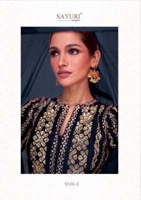 Sayuri designer present Kiaraa gold real georgette sequence work gown catalogue at wholesale price  gown catalogs