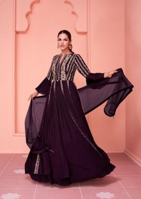 Sayuri designer present Kiaraa gold real georgette sequence work gown catalogue at wholesale price  gown catalogs