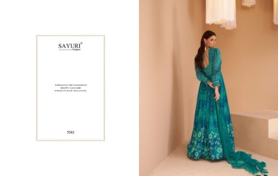 Sayuri designer present Mashooqa real georgette printed gown with dupatta at wholesale rate gown catalogs