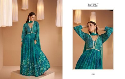 Sayuri designer present Mashooqa real georgette printed gown with dupatta at wholesale rate gown catalogs