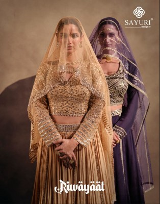 Sayuri designer present Riwayaat real chinon silk front and back embroidered lehenga choli catalogue  lehenga choli catalogs