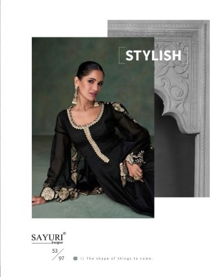 Sayuri designer present Sahiba pure silk front and back embroidered long anarkali dress with dupatta catalogue readymade suit catalogs