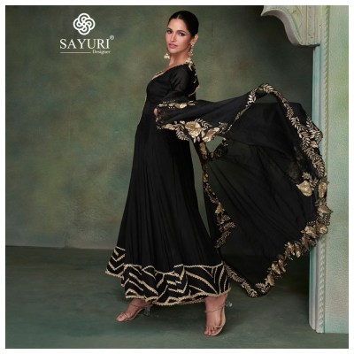 Sayuri designer present Sahiba pure silk front and back embroidered long anarkali dress with dupatta catalogue readymade suit catalogs