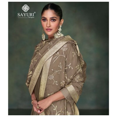 Sayuri designer present Sahiba pure silk front and back embroidered long anarkali dress with dupatta catalogue readymade suit catalogs