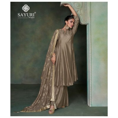 Sayuri designer present Sahiba pure silk front and back embroidered long anarkali dress with dupatta catalogue readymade suit catalogs