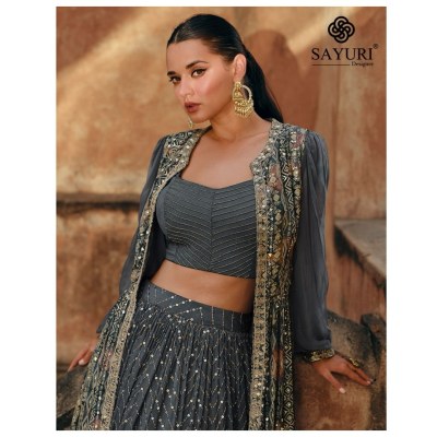 Sayuri designer present Shehzadi real chinon silk designer lehenga choli with koti catalogue at wholesale price readymade suit catalogs