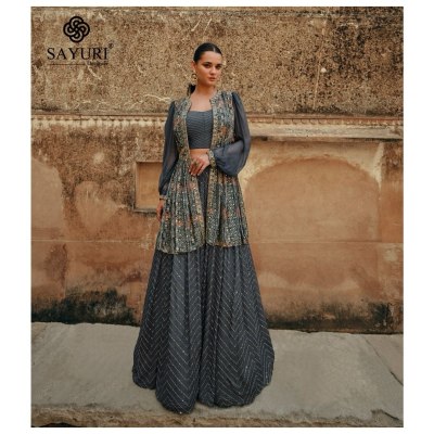 Sayuri designer present Shehzadi real chinon silk designer lehenga choli with koti catalogue at wholesale price readymade suit catalogs