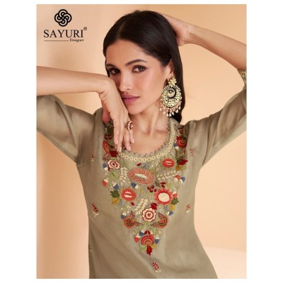 Sayuri designer present chandni exclusive pure organza silk free size sharara suit catalogue at amaviexpo readymade suit catalogs