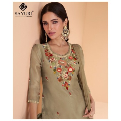 Sayuri designer present chandni exclusive pure organza silk free size sharara suit catalogue at amaviexpo readymade suit catalogs