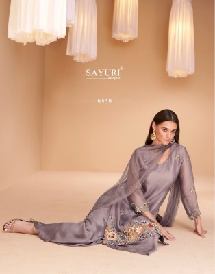 Sayuri designer present chandni exclusive pure organza silk free size sharara suit catalogue at amaviexpo readymade suit catalogs