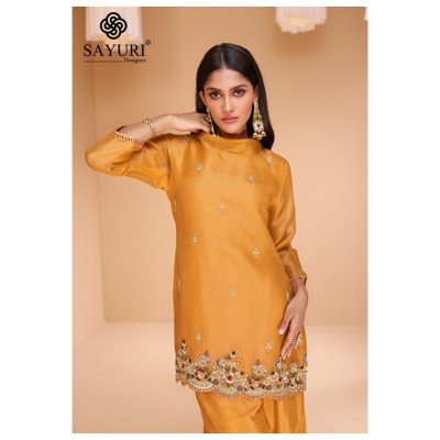 Sayuri designer present chandni exclusive pure organza silk free size sharara suit catalogue at amaviexpo readymade suit catalogs