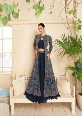 Sayuri present Vasansi Gold designer lehenga choli with long shrug catalogue  lehenga choli catalogs