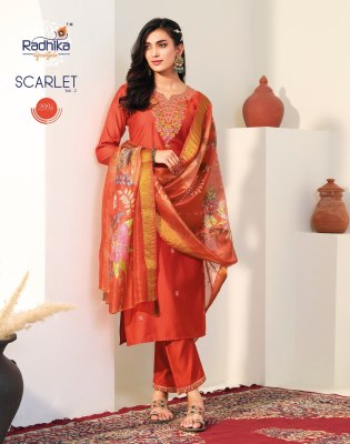 Scarlet vol 2 by Radhika Life style designer top bottom with digital dupatta catalogue  readymade suit catalogs