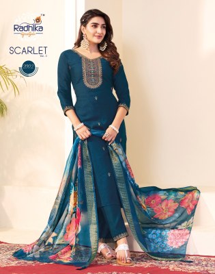 Scarlet vol 2 by Radhika Life style designer top bottom with digital dupatta catalogue  readymade suit catalogs