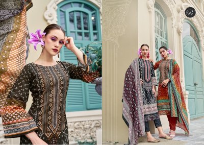 Scarlette by Belliza Pure Cotton Digital Printed Organza embroidered dress material catalogue at low price  salwar kameez catalogs