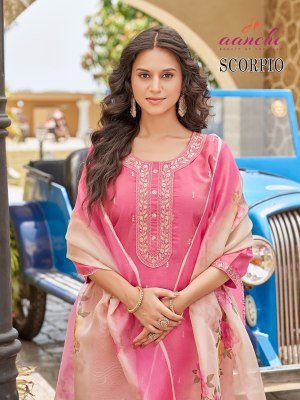 Scorpio by Aanchi 3 piece Straight Roman shimmer readymade suit collection with low rate  readymade suit catalogs