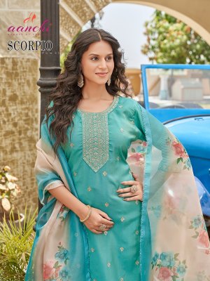 Scorpio by Aanchi 3 piece Straight Roman shimmer readymade suit collection with low rate  readymade suit catalogs