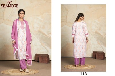 Seamore by aishwarya new fancy cotton printed kurta bottom and plain dupatta with lace catalog on amaviexpo readymade suit catalogs