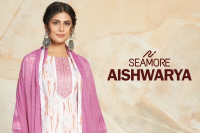 Seamore by aishwarya new fancy cotton printed kurta bottom and plain dupatta with lace catalog on amaviexpo readymade suit catalogs