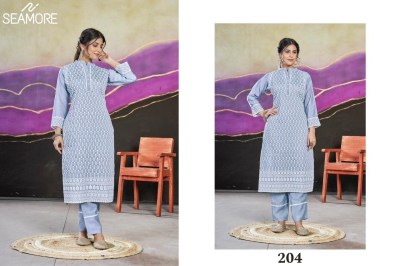 Seamore by janki fancy women embroidered kurti with bottom catalogue   kurtis catalogs