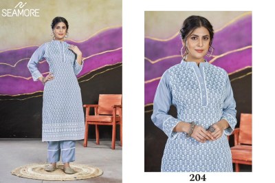 Seamore by janki fancy women embroidered kurti with bottom catalogue   kurtis catalogs