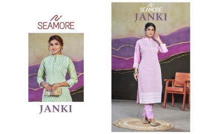 Seamore by janki fancy women embroidered kurti with bottom catalogue   kurtis catalogs