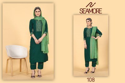 Seamore luanch laxmipati two presenting women kurta pant with dupatta catalogue at wholesale price readymade suit catalogs