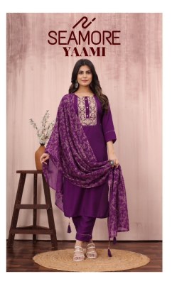 Seamore present yaami foil print readymade kurta bottom with dupatta catalogue Amavi