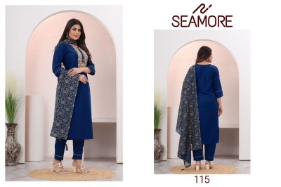 Seamore present yaami foil print readymade kurta bottom with dupatta catalogue readymade suit catalogs