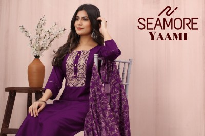 Seamore present yaami foil print readymade kurta bottom with dupatta catalogue readymade suit catalogs