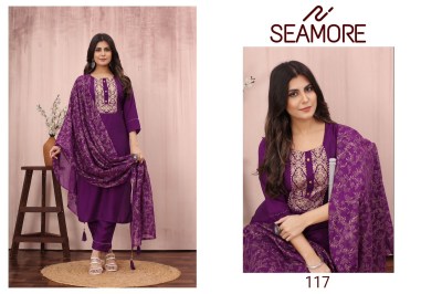 Seamore present yaami foil print readymade kurta bottom with dupatta catalogue readymade suit catalogs