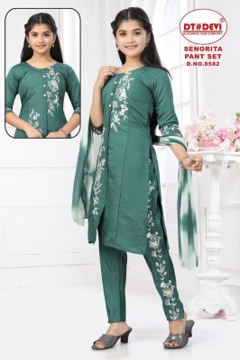 Senorita by devi roman silk embroidered trendy kurti pant and dupatta catalogue at low rate readymade suit catalogs