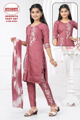 Senorita by devi roman silk embroidered trendy kurti pant and dupatta catalogue at low rate readymade suit catalogs