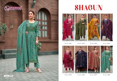 Shagun by poonam Heavy reyon foil printed top pant with dupatta catalogue at affordable rate readymade suit catalogs