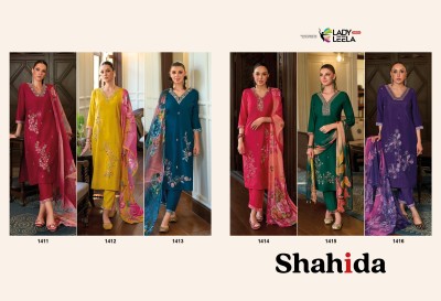 Shahida by Lady leela embroidered designer kurti pant and dupatta catalogue at affordable rate readymade suit catalogs