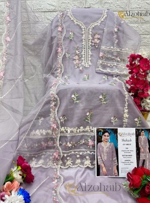 Shahzeb vol 1 by Alzohaib Organza Heavy Embroidered unstitched suit catalogue at amaviexpo salwar kameez catalogs
