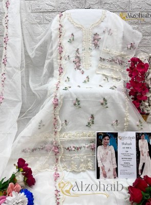 Shahzeb vol 1 by Alzohaib Organza Heavy Embroidered unstitched suit catalogue at amaviexpo salwar kameez catalogs
