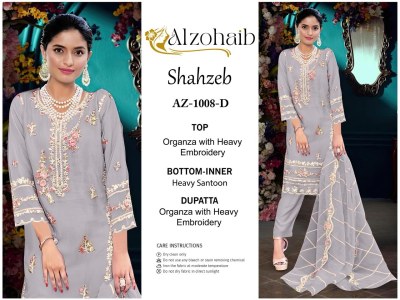 Shahzeb vol 1 by Alzohaib Organza Heavy Embroidered unstitched suit catalogue at amaviexpo salwar kameez catalogs
