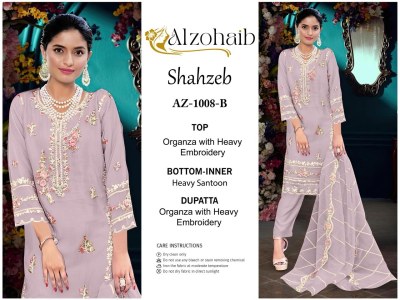 Shahzeb vol 1 by Alzohaib Organza Heavy Embroidered unstitched suit catalogue at amaviexpo salwar kameez catalogs