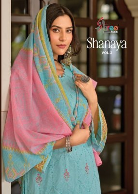 Shanaya vol 2 by shree fab pure cotton embroidered unstitched suit catalogue Shree fab