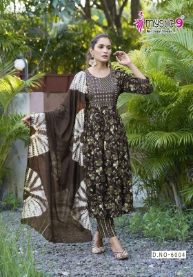 Shanaya vol 6 by Mystic 9 Premium Quality reyon foil printed Kurti pant and dupatta catalogue at low price fancy Anarkali suit catalogs