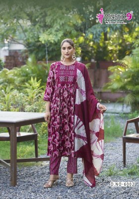 Shanaya vol 6 by Mystic 9 Premium Quality reyon foil printed Kurti pant and dupatta catalogue at low price fancy Anarkali suit catalogs